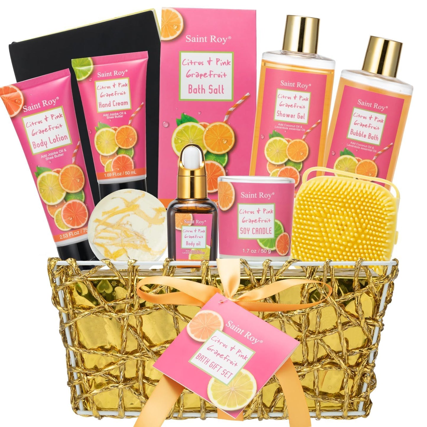11Pcs Bath & Body Set Spa Gift Basket for Women Men, Self Care Bath Kit