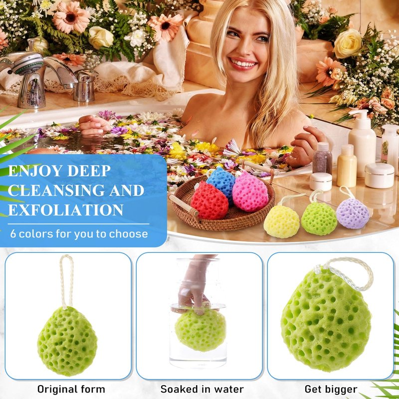 FoldTier 36 Pcs Bath Sponge Deep Cleansing Body Loofah Gentle and Deep Exfoliating Body Scrubber Bath Accessories Men Women Baby Sponge for Bathing Shower (Stylish Color)