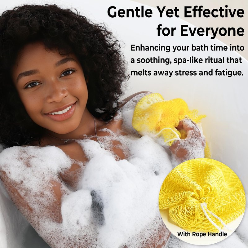 African Net Sponge Authentic - Exfoliating Back Scrub Bath Sponge with Handles - Afro Scrub Body Scrubber Exfoliator Washcloth - African Body Care Daily Use Shower Essentials