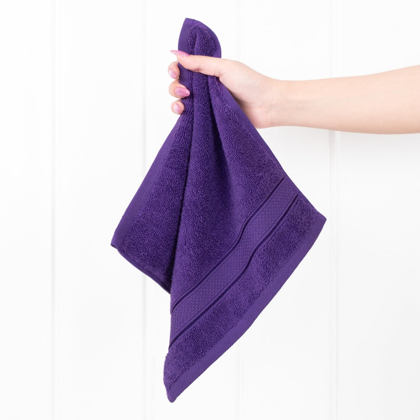 American Soft Linen Salem Washcloth Sets, 4 Piece Luxury 600 GSM 100% Cotton Washcloths for Bathroom, 13x13 inches Washrags Premium Quality Hand Face Towels, Purple