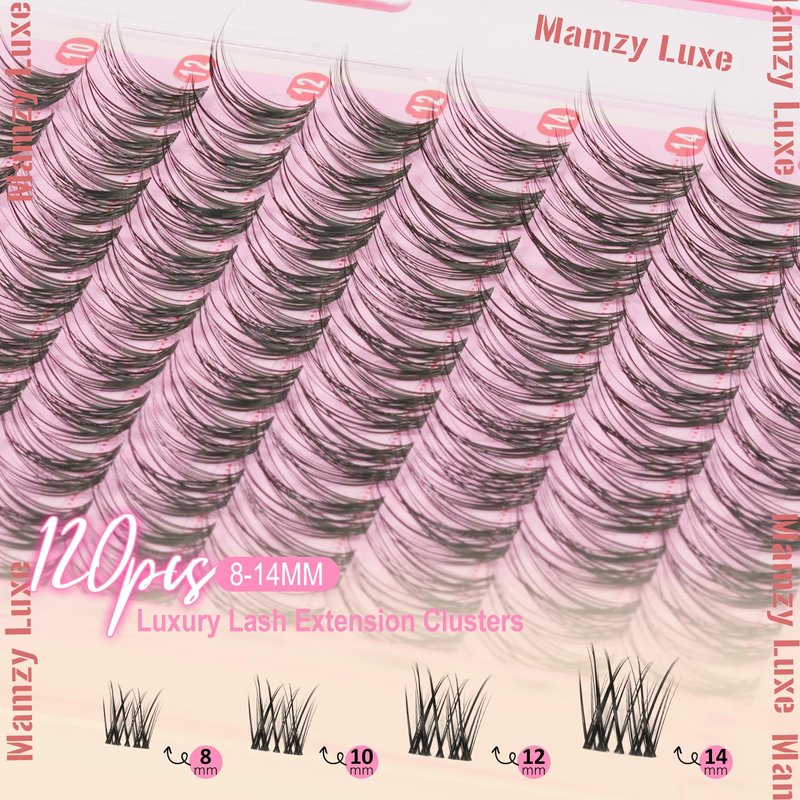 Natural Lash Clusters Kit Short Wispy Eyelash Clusters 8-14MM Clear Band Cluster Lashes Extensions Kit 120Pcs CC-Curly Daily Exquisite Eyelashes Clusters with Bond and Seal and Tweezers