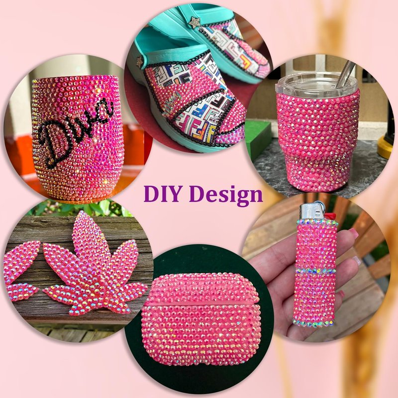 25000Pcs Resin Rhinestones for Crafting, Hot Pink AB 2-6mm Mixed Sizes Non Hotfix Flatback Gems with 1Pcs Glue, Bedazzling Crystal for DIY Craft Clothing Mugs Tumblers Shoes Fabric Decor Nail Art