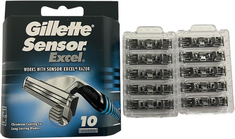 Gillette Sensor Excel Razor Blades - 50 Count Pack (5 x 10 Blades) for a Smooth Shave