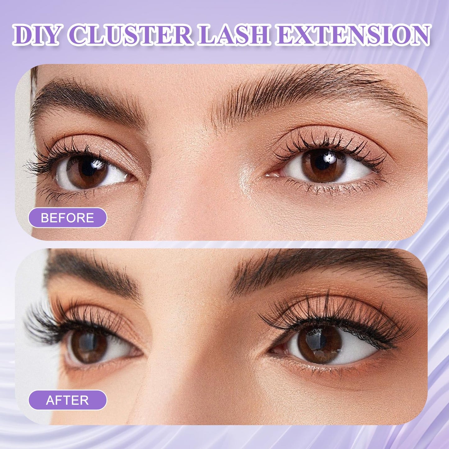 Wendy Upgraded Lash Cluster Glue: Lash Bond and Seal Pro Waterproof, Strong & Flexible Hold, Long-Lasting 72H, Gentle Low Odor, Quick-Dry, Eyelash Glue Bond Pro+Seal Pro（6ml+6ml）
