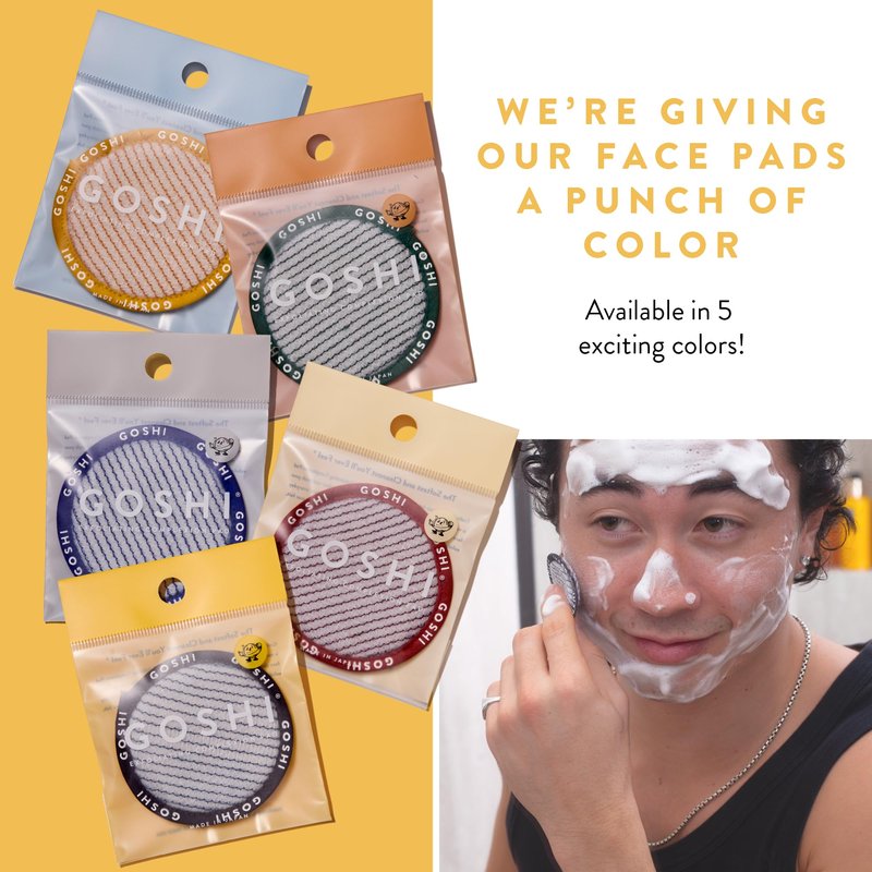 GOSHI Exfoliating Complexion Pads - Gentle Exfoliating Face Pads for Pores, Makeup Removal & Sensitive Skin - Reusable, Rapid-Drying Dual-Texture - Authentic Craftsmanship from Gunma, Japan - Blue