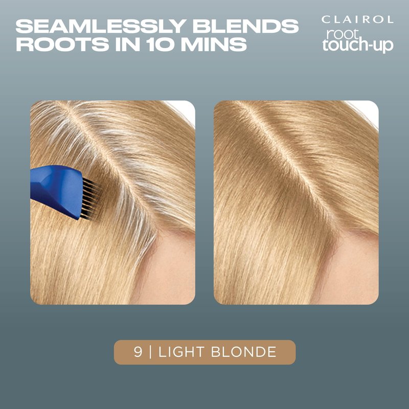 Clairol Root Touch-Up by Nice'n Easy Permanent Hair Dye, 9 Light Blonde Hair Color | 100% Gray Coverage | Easy Brush Application | Matches Professional Salon Shades | Pack of 2
