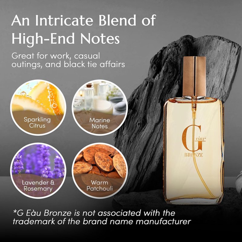 PB ParfumsBelcam G eàu Bronze Eau de Toilette Spray Perfume for Men – 3.4 Fl Oz Affordable Long Lasting Cologne, Aquatic Woody Fragrance with Citrus, Lavender, Rosemary & Patchouli for All Day Use