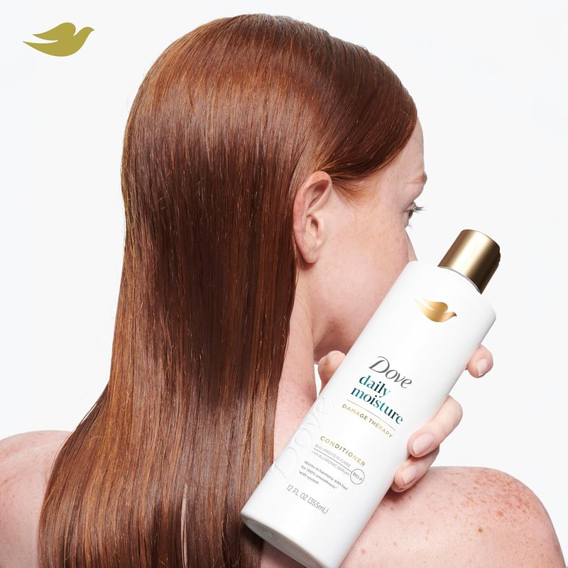 Dove Daily Moisture Conditioner - Damage Therapy for Dry Hair with Bio-Protein & Hyaluronic Serum | 12 Fl Oz