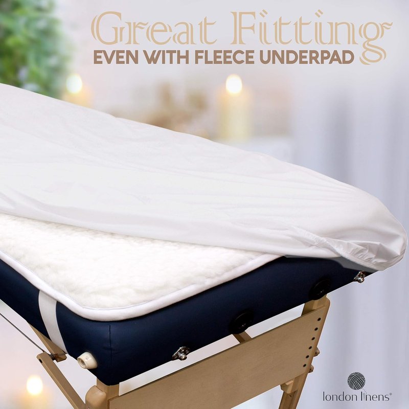 London Linens Extra Thick Massage Table Sheets Set - 100% Natural Cotton Flannel | White 3-Piece Set