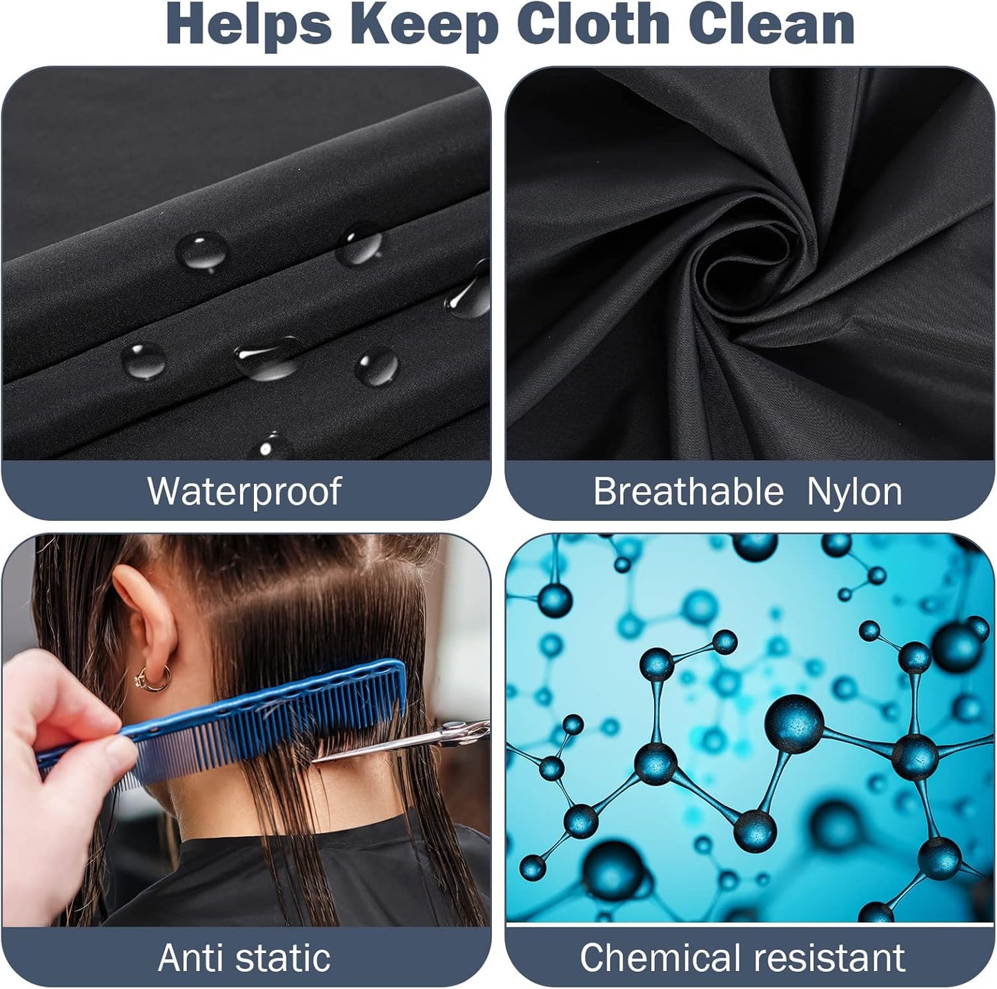 Wesiti Barber Cape Set - 3 Large Waterproof Hair Cutting Capes with Adjustable Snaps | Black 64 x 56''