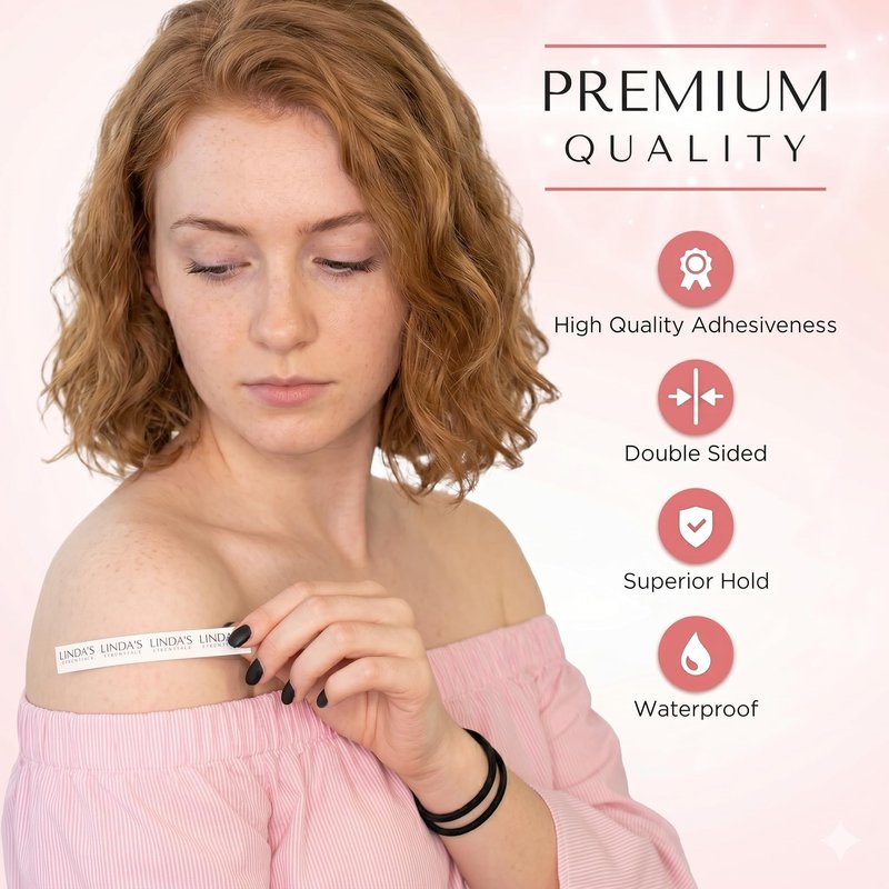 Double Sided Tape for Clothes, Body and Fashion (75 Pack) | Clothing and Hem Tape for Women, No Sew No Iron, Fabric Adhesive, Strong Adhesive for Skin for All Shades and Sensitivity, Includes Tin Box
