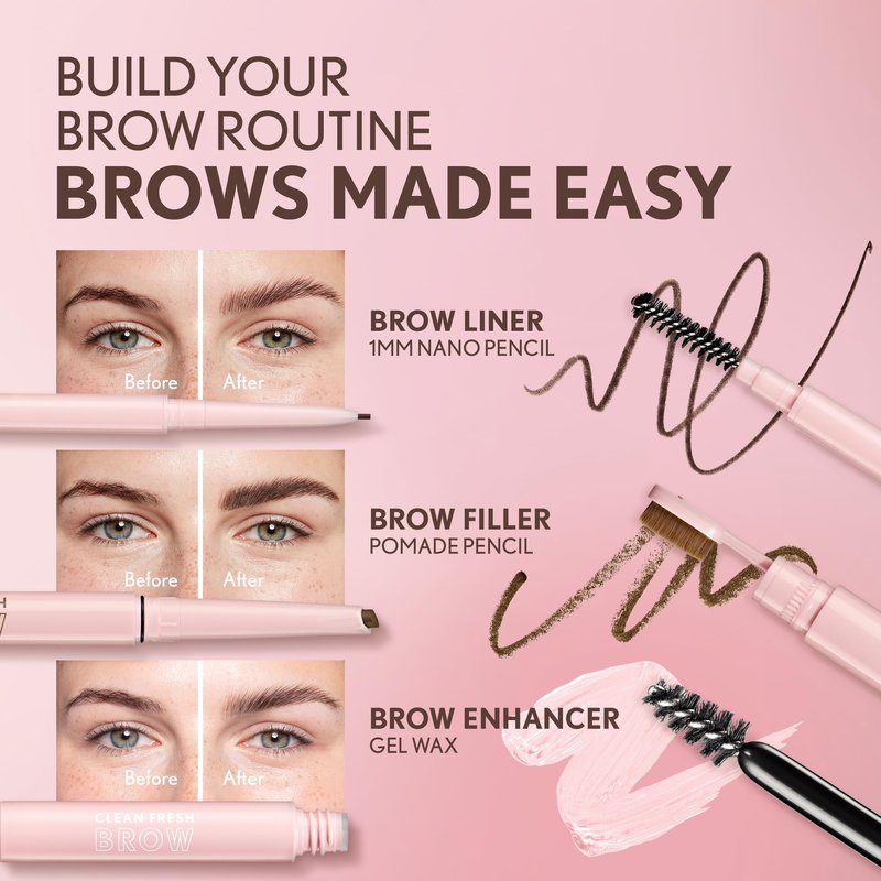 Covergirl Clean Fresh Brow Nano, 700 Black Brown, Eyebrow Pencil, Ultra-Precise Tip, Waterproof, Transfer-Resistant, Built-In Spoolie, Vegan Formula, 0.001oz