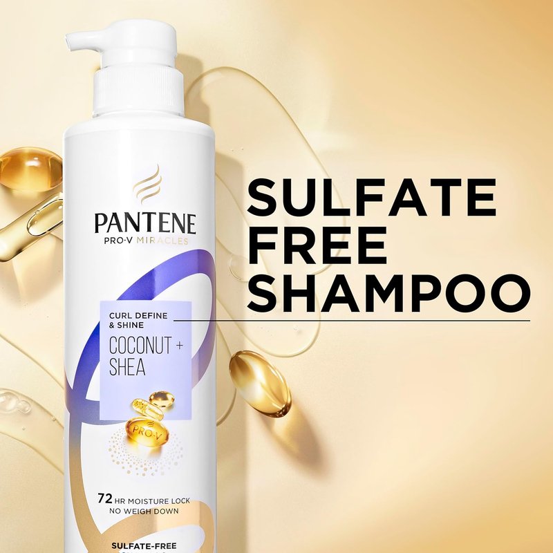 Pantene Pro-V Curl Define & Shine Shampoo - Coconut & Shea, Sulfate-Free, 13.5 FL OZ