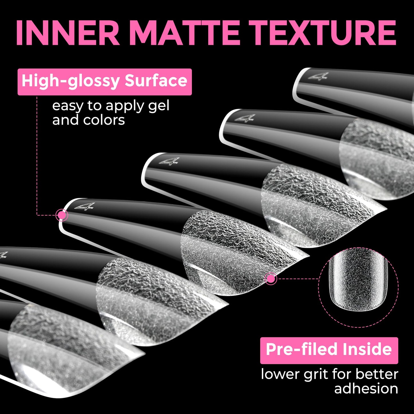 UNA GELLA Long Coffin Nail Tips: 216pcs Coffin Acrylic Fake Nails Full Cover Gel Nail Tips Press On Nails Clear Tips for Nail Extension DIY Salon 12 Sizes