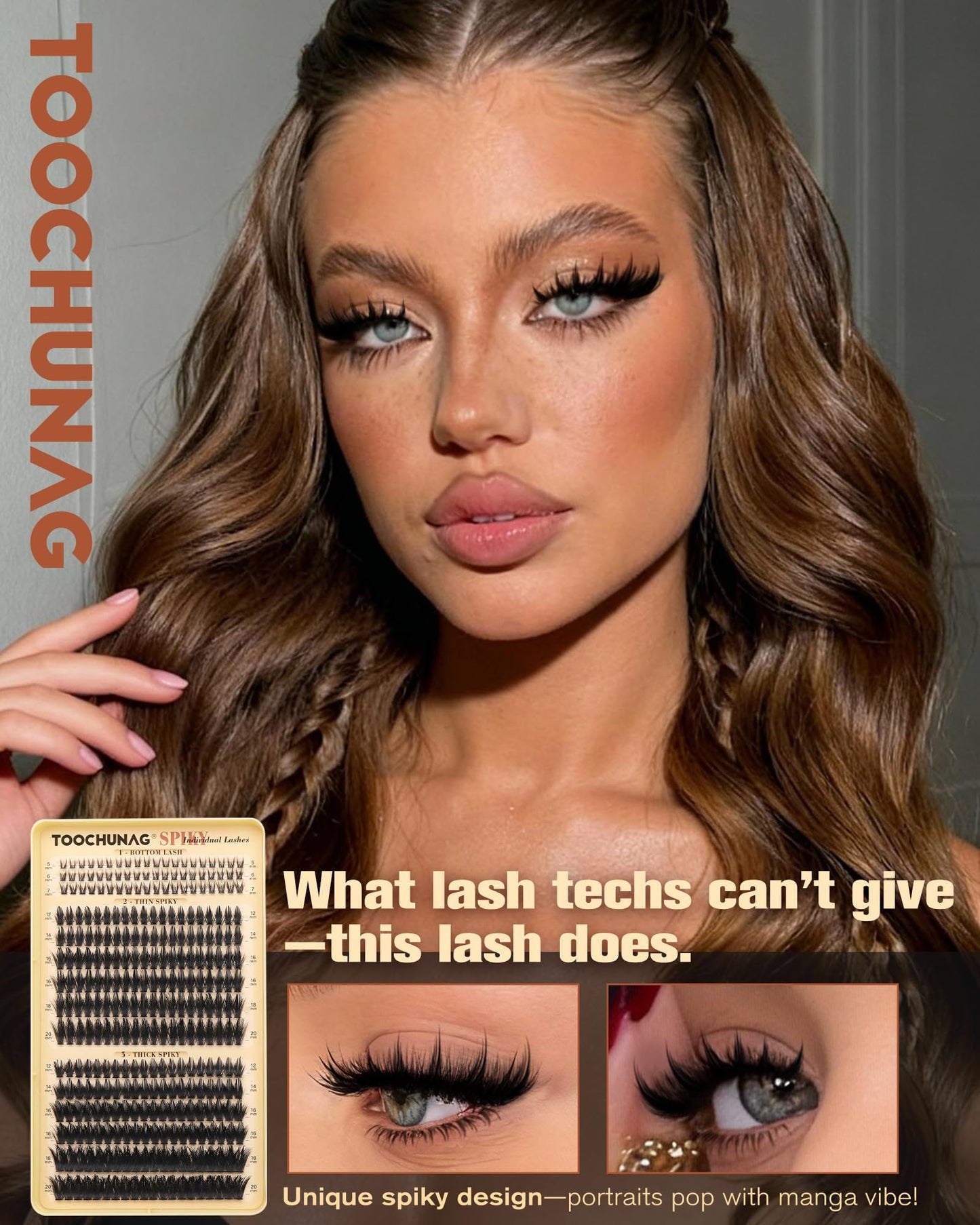Spiky Manga Lash Clusters 12-20mm Anime Eyelash Clusters 300pcs Cluster Eyelash Extensions Fairy Eyelashes Cluster with Bottom Individual Lashes 80D+100D Volume DIY Lash Extension by TOOCHUNAG