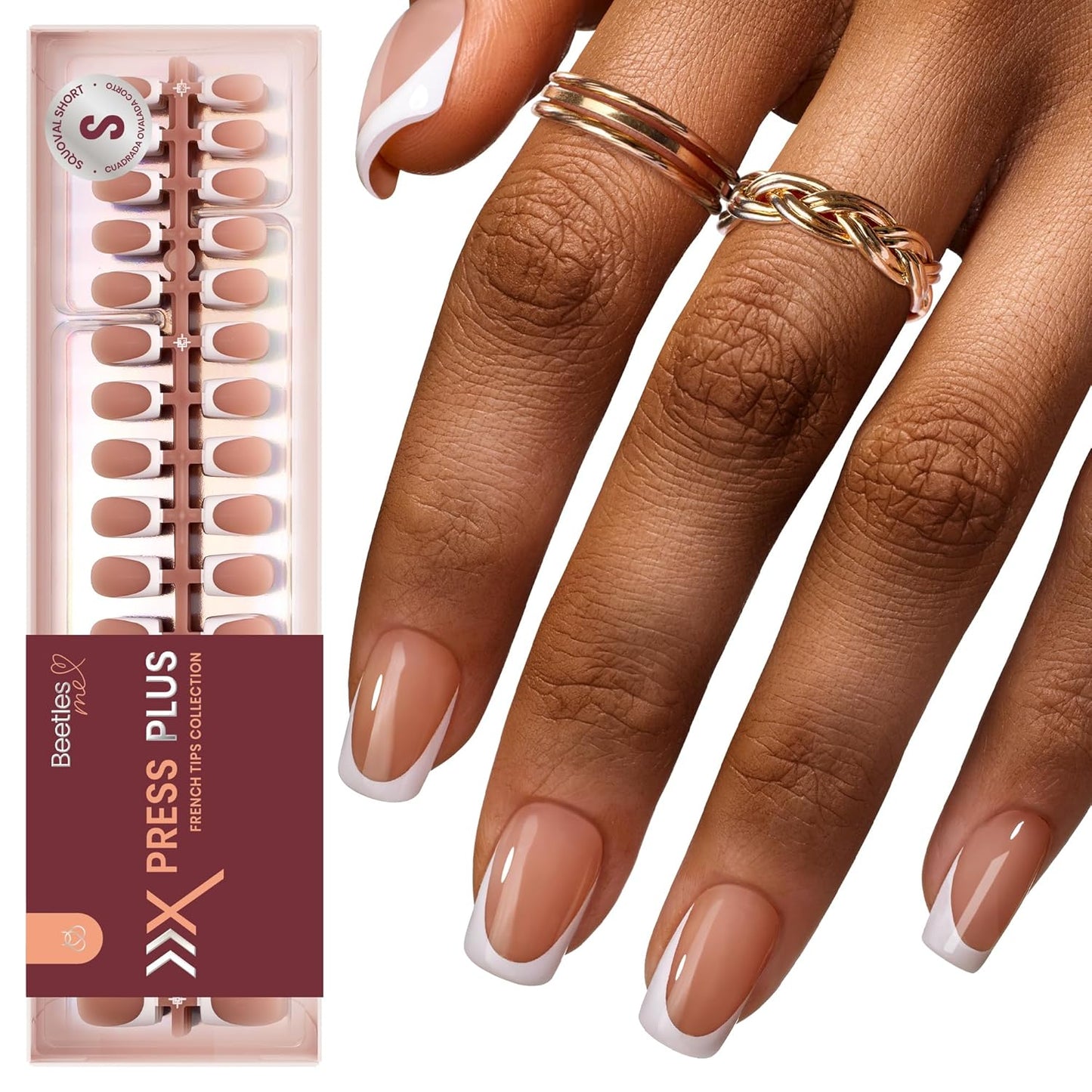 Soft Gel French Tip Press-On Nails - 224 Pcs Brown Squoval Fake Nail Tips | DIY Salon Quality Manicure Gift for Women