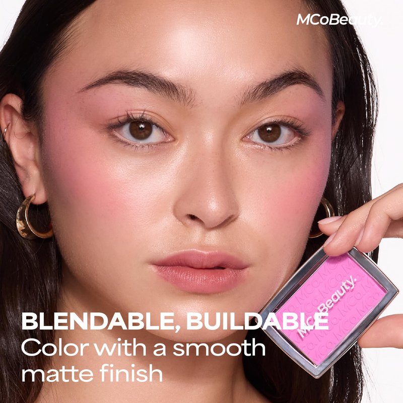 MCoBeauty Glow Up pH Powder Blush - Vivi Pink - Color Activated Soft Matte Blusher for Cheeks - Blendable, Buildable & Long Wearing Face Makeup - Natural Finish - Vegan & Cruelty Free