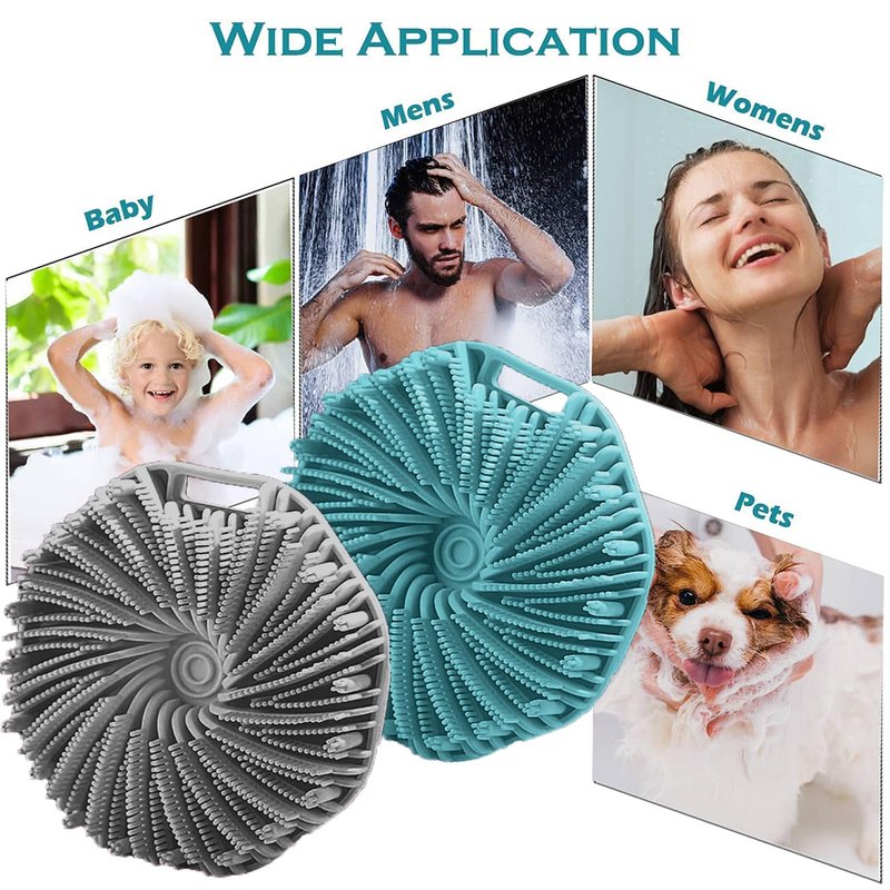 RamPula Silicone Body Scrubber Shower Brush Super-Exfoliating Body Brush & Non-Slip Strap, Loofah Alternative Bath Scrubber for Sensitive/All Skin Types, Gentle Massage & Effective Shower Exfoliation