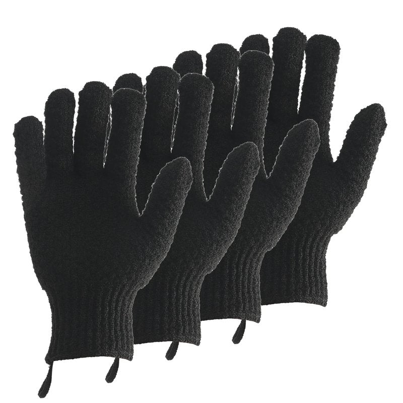CLEEDY Bath Exfoliating Gloves Scrub - 4 pcs Lengthened and Large Exfoliating Scrubbing Gloves for Shower,