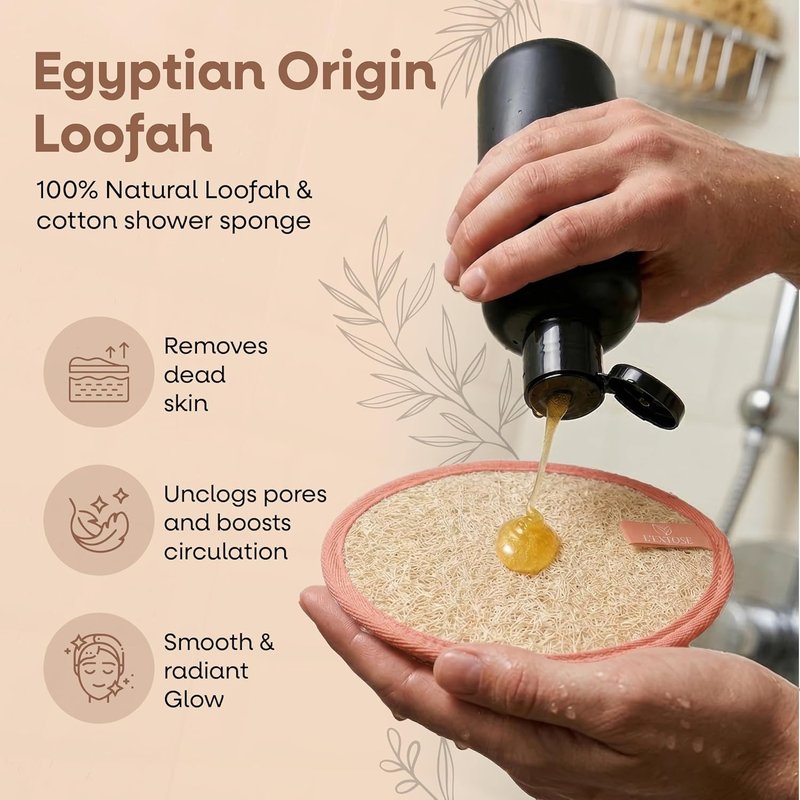 Organic Natural Loofah Body Scrubber - Dual-Sided Egyptian Fiber | Quick Dry & Eco-Friendly Spa Gift for Men & Women