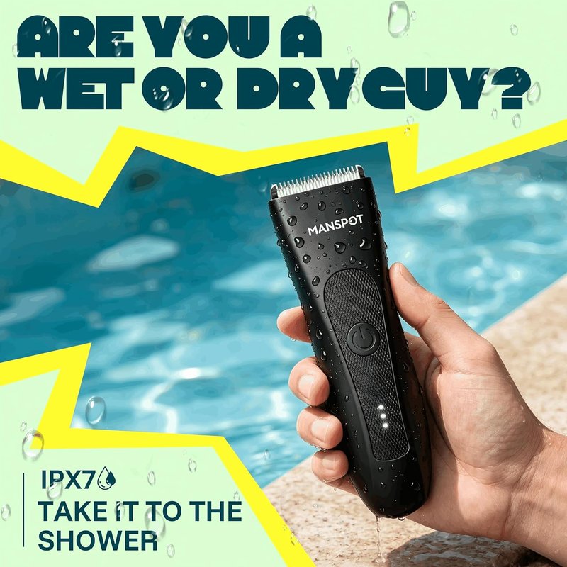 Manscape Groin & Body Hair Trimmer for Men - Waterproof Electric Shaver with 4 Guard Sizes | 90 Minutes Runtime