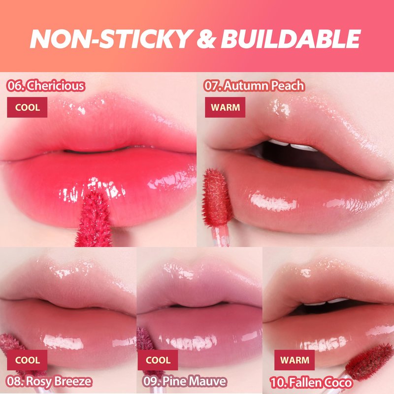 MILKTOUCH Jelly Lip Glow Tint - Hydrating Lip Gloss with Long-Lasting Moisture, Lip Stain, Lightweight, Radiant Shine, Perfect for Daily Use | Stocking Stuffers for Women (01 New Peach Bear)