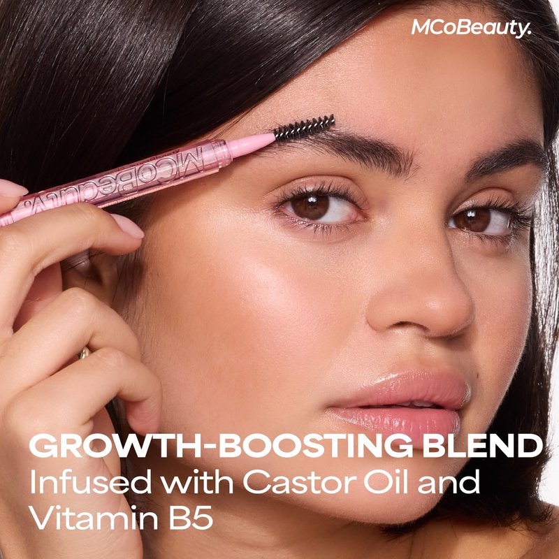 MCoBeauty XtendBrows Shape & Sculpt Brow Pencil - Medium To Dark - Natural Look Eyebrow Filler Pen with Triangle Tip & Spoolie - Long-Wearing Definer for Fuller Natural Brows - Vegan & Cruelty Free