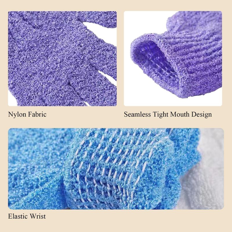 MOLOPPO 2 PCS Exfoliating Glove, Scrub Gloves Exfoliating, loofah, Body Exfoliator, Bath Gloves（Yellow）
