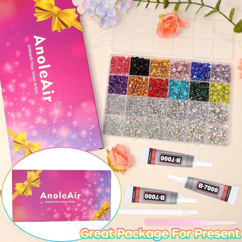 Colorful Resin Flatback Rhinestones - 26000PCS for Crafting | 2/3/4/5/6mm Gems for DIY Mugs, Tumblers, Nail Art