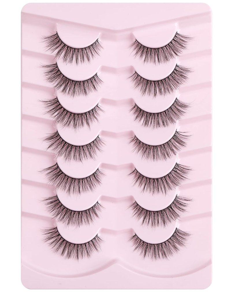 Natural Wispy False Eyelashes - Flared Style for a Natural Look | 7 Pairs D-K06