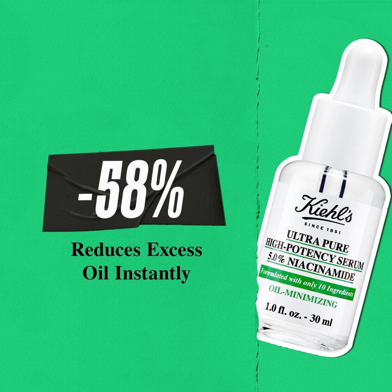 Kiehl's Ultra Pure High-Potency 5.0% Niacinamide Serum, Concentrated Face Serum for Oily Skin, Reduces Excess Oil and Shine, Helps Minimize Imperfections for a Natural Glow, Paraben-Free - 1 fl oz