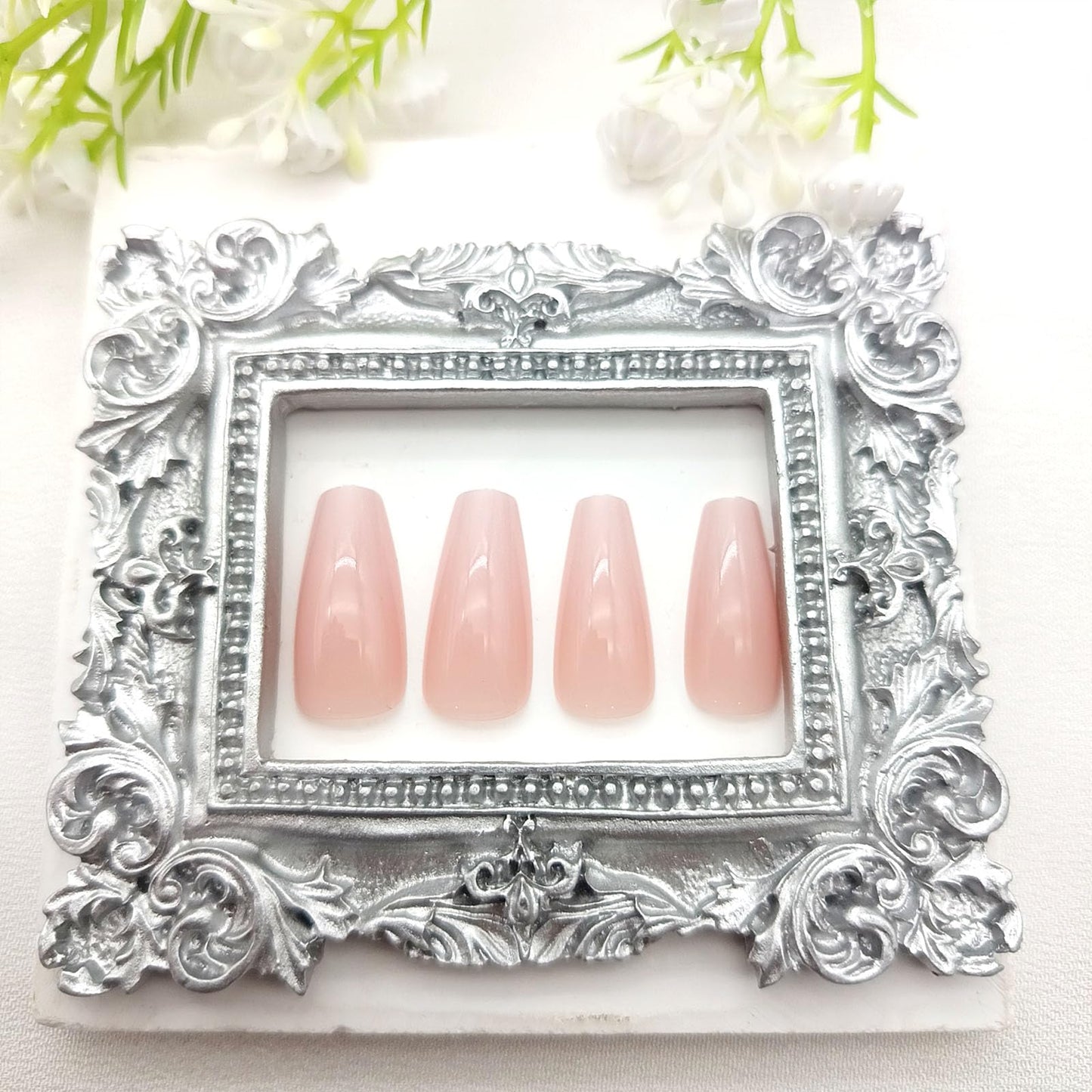 Solid Color Press on Nails Medium Coffin Fake Nails Pink Full Cover Glossy Glue on Nails Gradient Nails Press ons Cute Acrylic Artificial Stick on Nails for Women 24Pcs