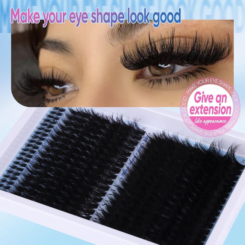 CORUSCATE Lash Clusters - 3D Volume Individual Eyelash Extensions | Wispy Spiky 12-22mm Lengths