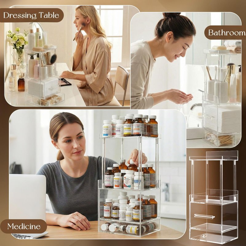 Qinyoung Four Layers Disposable Facial Towels Storage Box Compatible with Clean Towel XL (Excluding Facial Towels) Acrylic Container Clear Face Towel Holder Makeup Box Organizer