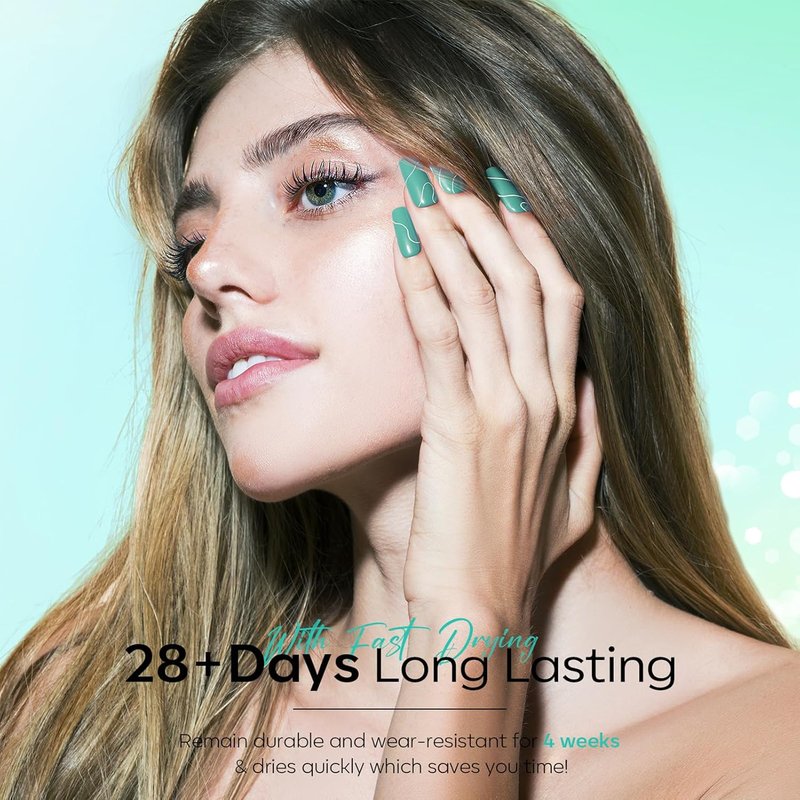 Ethereal Green Gel Nail Polish Set - 6 Colors for Spring/Summer | Mermaid Lagoon & Turquoise Glitter