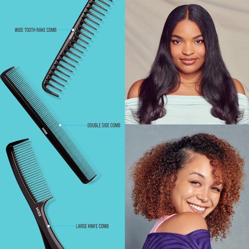 KISS Professional 10-Pc Comb Set | Detangle & Style Assortment for Effortless Hair Care