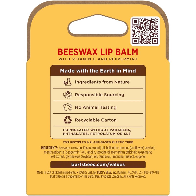 Burt's Bees 100% Natural Moisturizing Lip Balm (Original Beeswax) (Pack of 12)