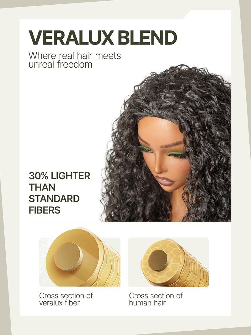 Frodio Curly Half Wig - 26 Inch Veralux™ Fiber Blend Headband Wig | 200% Density Natural Black