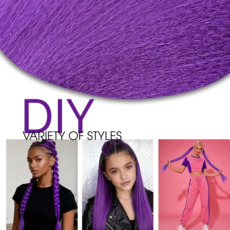 30in Long Purple Hair Extensions for Braids: Pre Stretched Purple Braid Wigs, Jumbo Braiding Hair for Women Themed Dress Up Party Cosplay Birthday Halloween Costume Wig (30in, Count, 2)