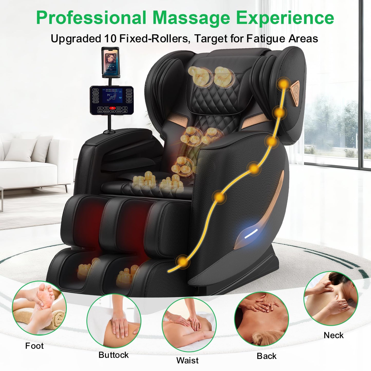 VUYSUYVY Upgraded Massage Chair Full Body, Zero Gravity Massage Chair Recliner- 10 Fix Points, 2026 Shiatsu Massage Chairs with Heat, Airbags, Foot Massage, 6 Auto Modes, Bluetooth Speaker