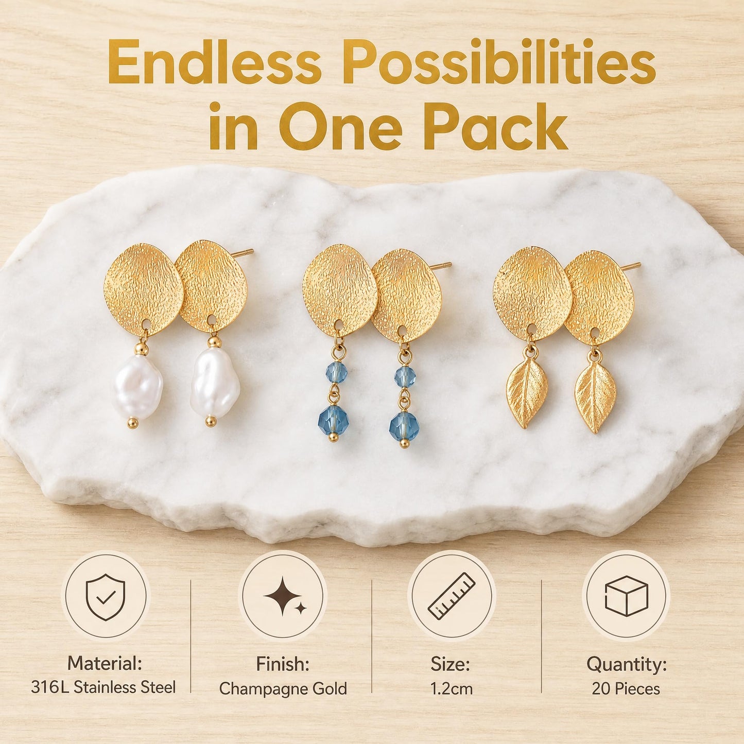 Milisten 30pcs Stainless Steel Earrings Posts Round Blank Peg Earrings Posts Flat Pad Ear Components Findings DIY Crafts (Golden)