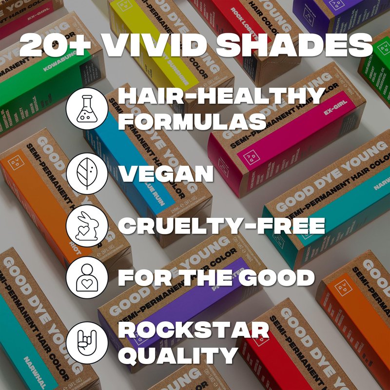 Good Dye Young Semi-Permanent Hair Color, Vegan and Cruelty-Free Hair Dye, Last up to 24 Washes, Non-Damaging Conditioning Hair Color (5FL OZ, Sonic Wave)