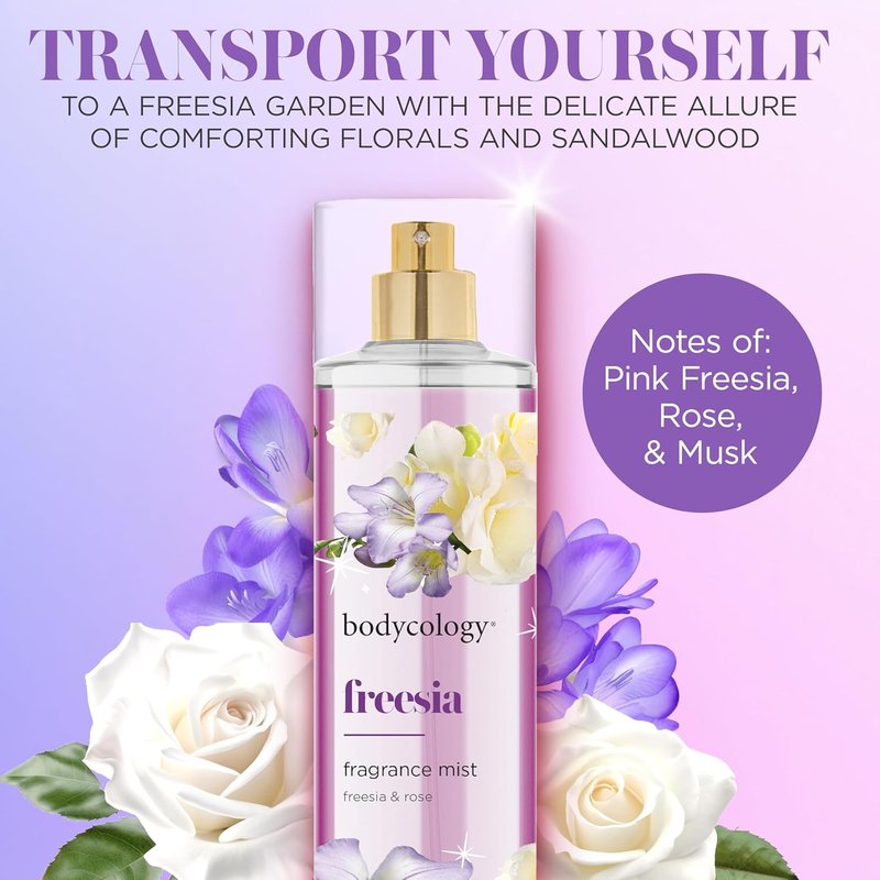 Long-Lasting Freesia Body Mist - Bodycology, 8 Fl Oz | Refreshing Fragrance