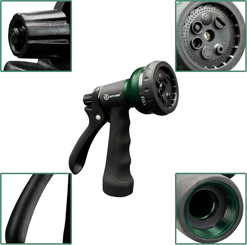 Garden Hose Nozzle - 7 Adjustable Watering Patterns | ABS Slip-Resistant for Plants, Lawn, Cars & Pets