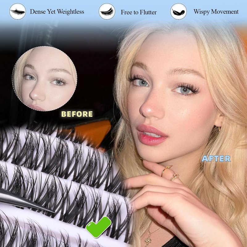 ALICE Spider Lash Clusters - 3D Wispy Volume Eyelash Extensions | Thin Band Individual Lashes 10-16mm