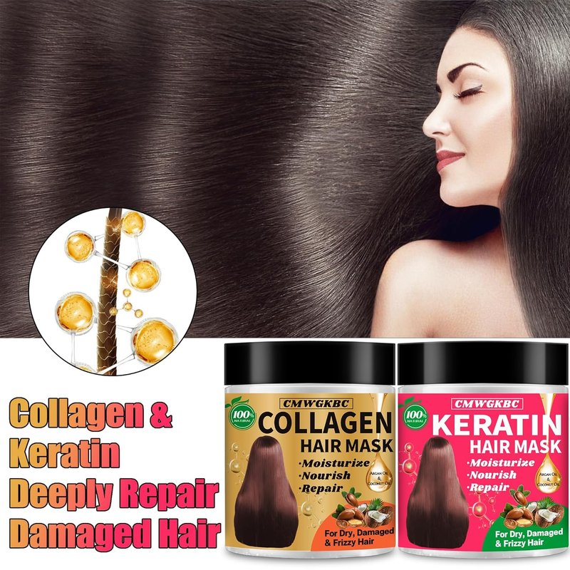 Collagen & Keratin Hair Mask - Deep Conditioner for Damaged Hair | Hydrating Argan Oil Treatment for All Hair Types