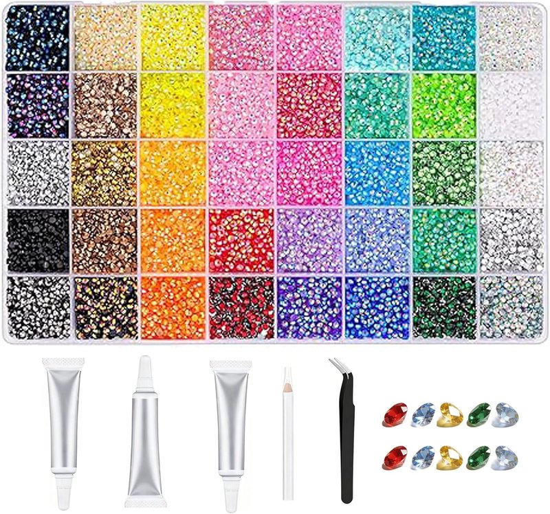 Skiennix 3mm Resin Jelly Rhinestones - 32,000 Pcs Flatback Gems for Bedazzling | Nail Art & Makeup Kit