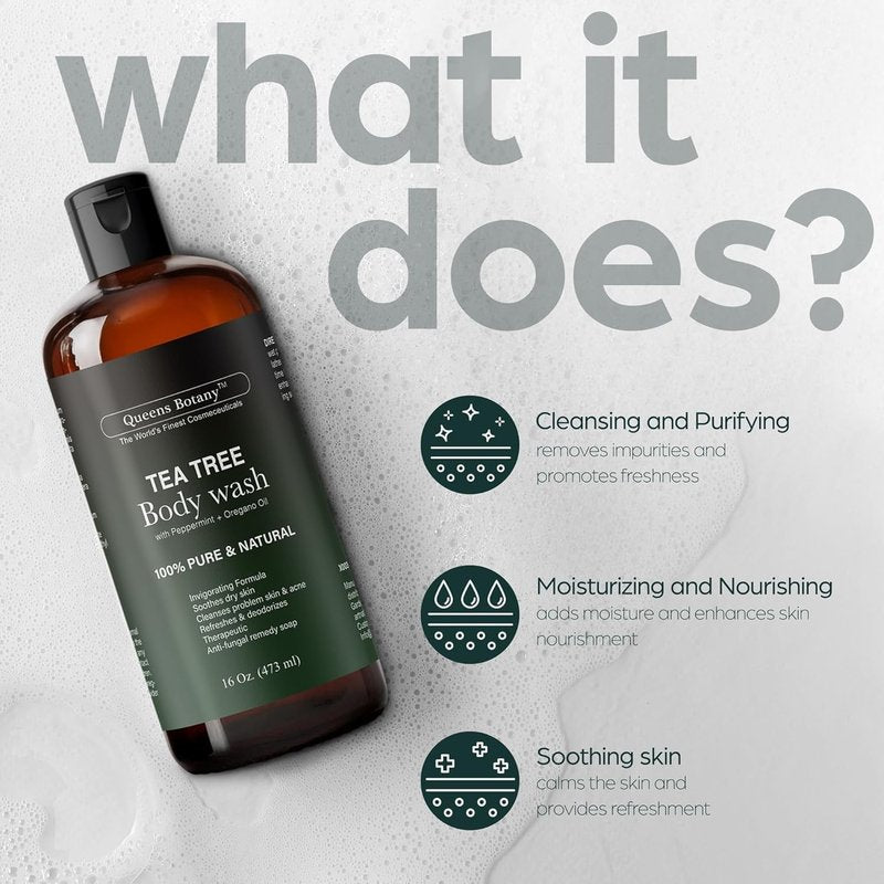 Artnaturals Antibacterial Tea Tree Oil Body Wash - Extra Strength Remedy Soap for Acne, Eczema & More | 16 Fl Oz (Pack of 2)