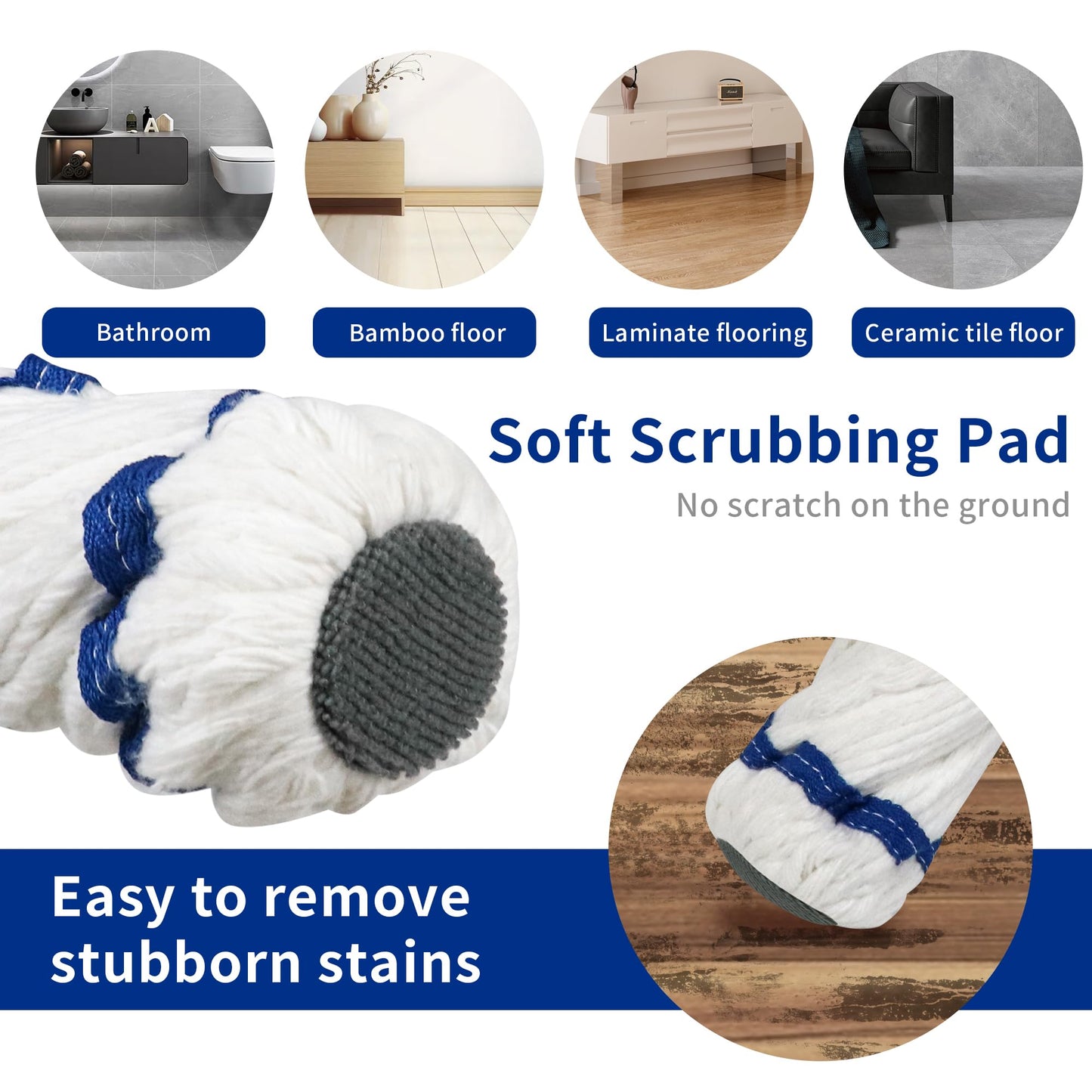 Silkyhose Self-Wringing Twist Mop Cotton Rotating Dry & Wet Mops with Long Handled for Floor Cleaning Kitchen Bathroom Hardwood Vinyl Tile Laminate Household Office