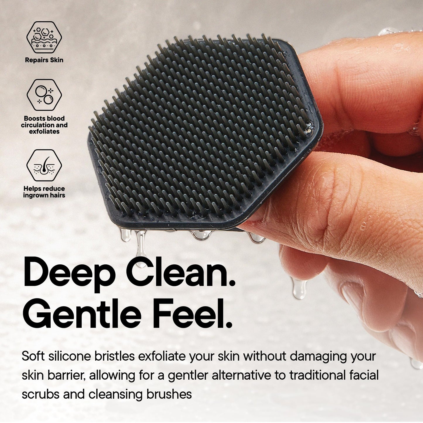 TOOLETRIES Premium Silicone Face Scrubber for Men & Women, Gentle Facial Cleansing Brush & Exfoliator, Deep Pore & Dead Skin Removal, Soft Touch Massager, Quick-Drying & Hygienic - Charcoal